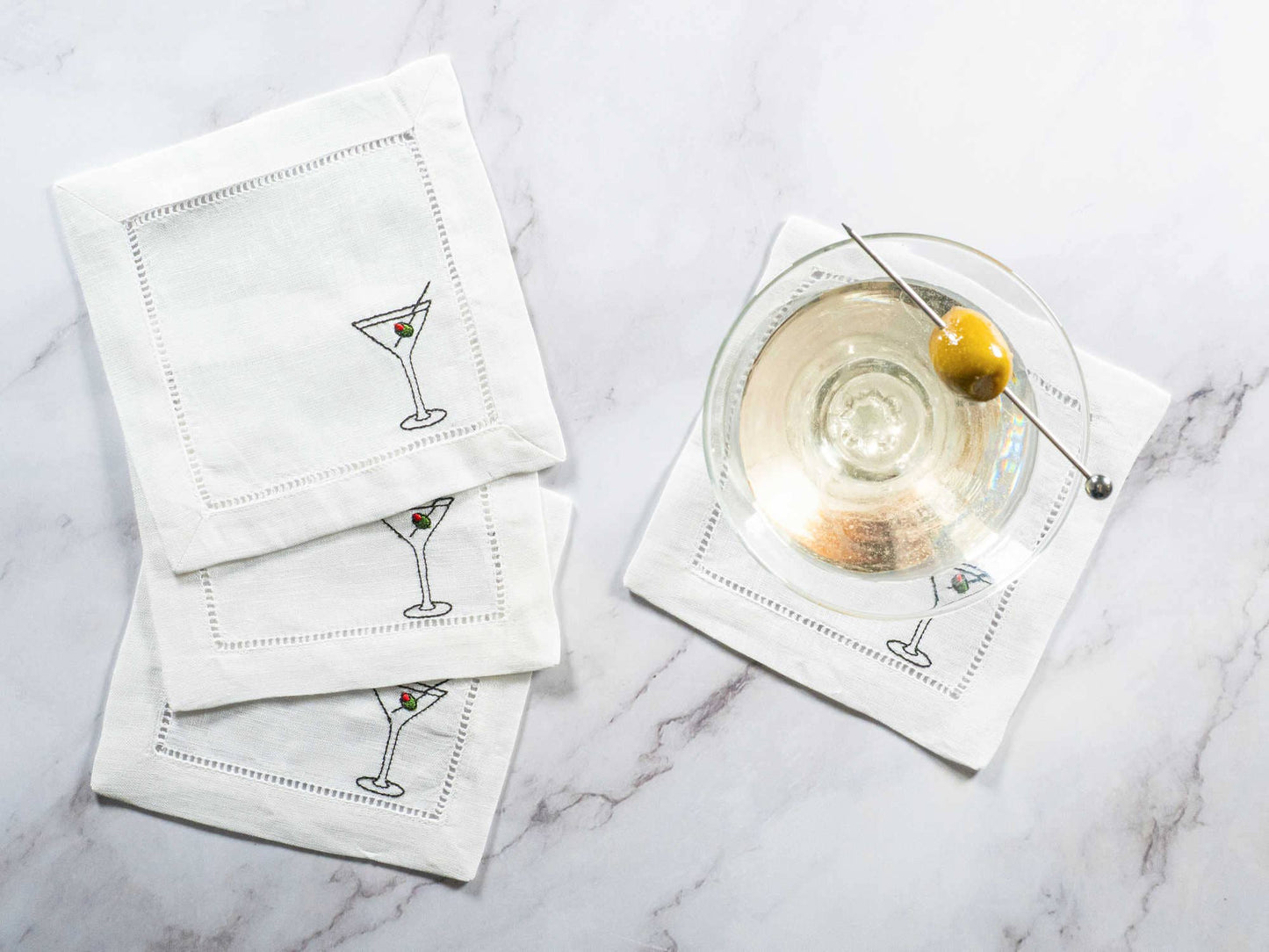 Martini Time Linen Coasters - Set of 4