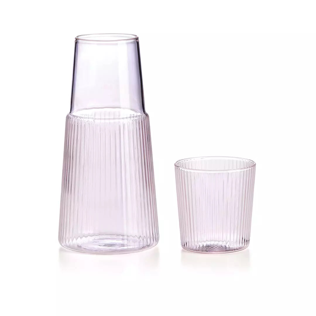 Narisco Pleated Glass Carafe - Pink