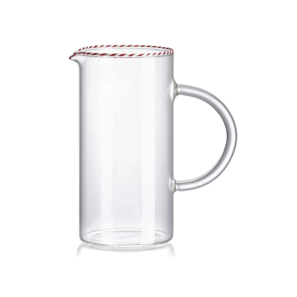 Sweet Candy Cane Glass Pitcher
