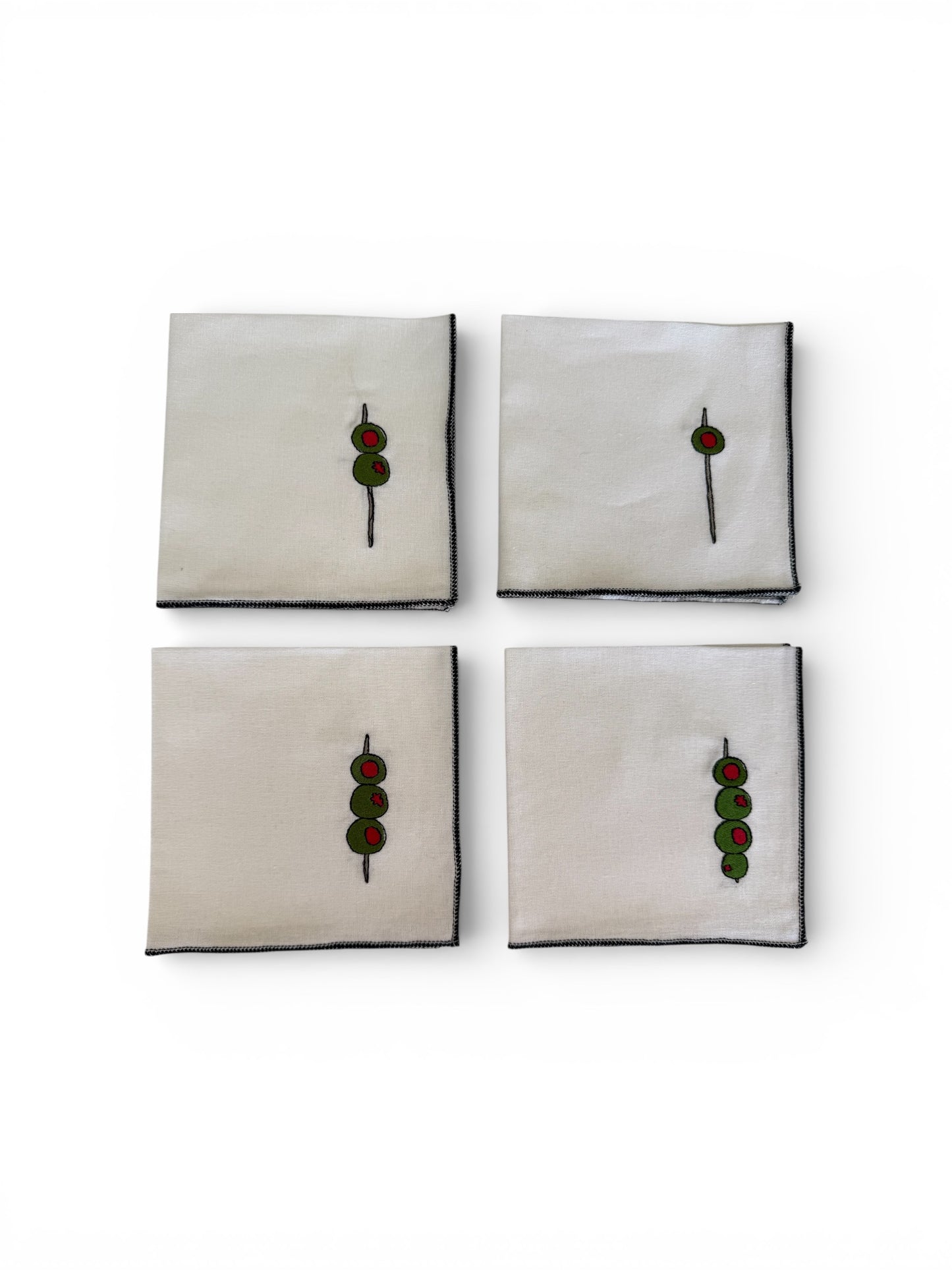 Martini Olive Cocktail Napkins, Set of 4