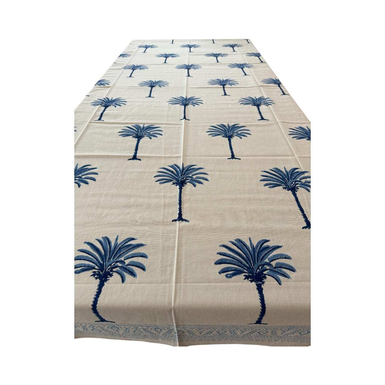 Palm Tree Tablecloth - Blue Rectangular