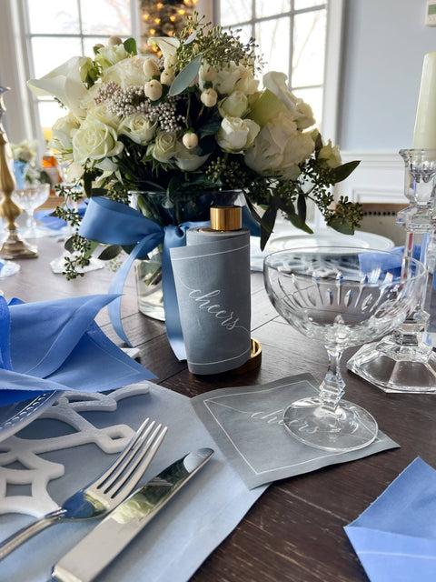Grey Silver Fox Cocktail Napkin Roll