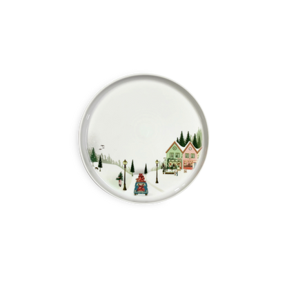 Winter La Plagne Holiday Salad/Dessert Plate  - Set of 4