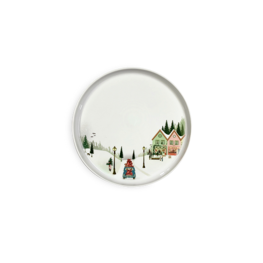 Winter La Plagne Holiday Salad/Dessert Plate  - Set of 4