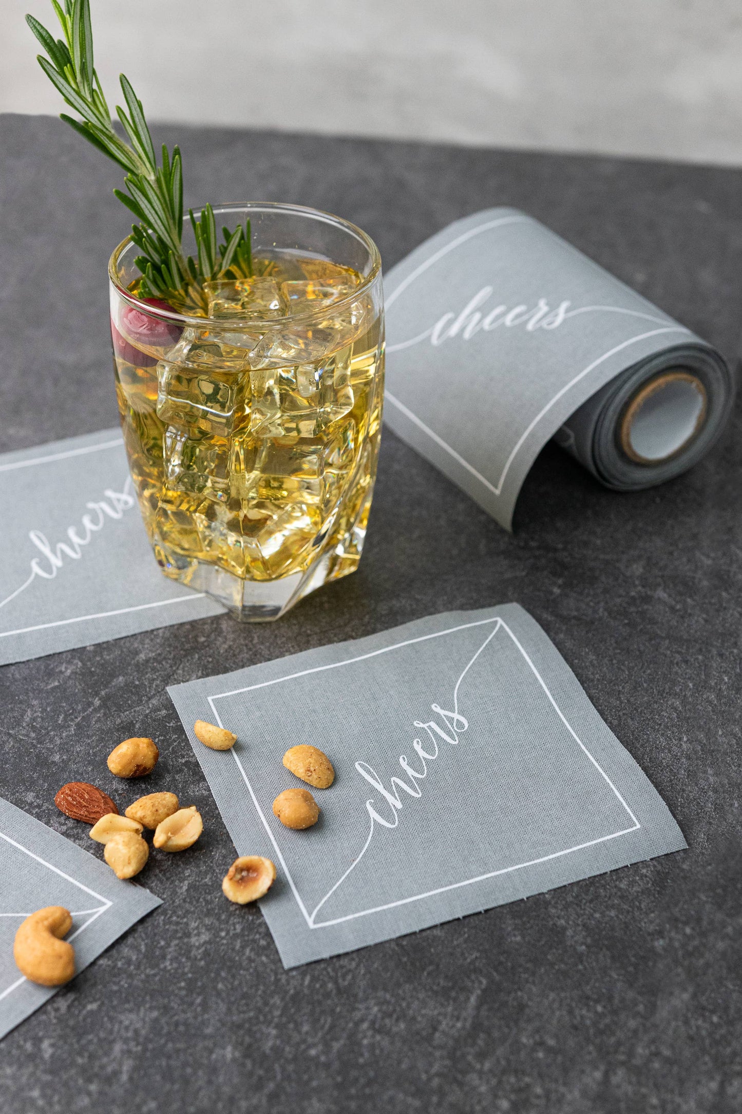 Grey Silver Fox Cocktail Napkin Roll