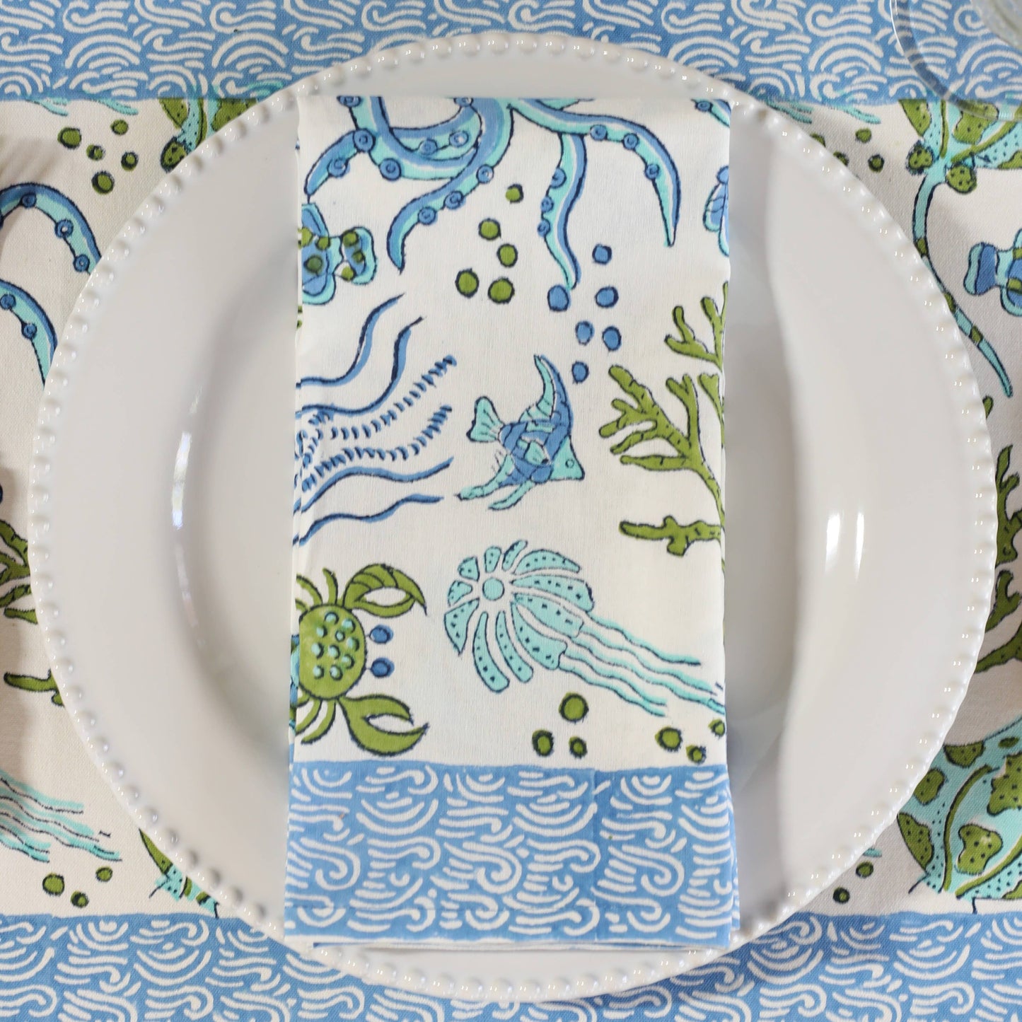 Sea Life Cotton Dinner Napkins - Set of 4