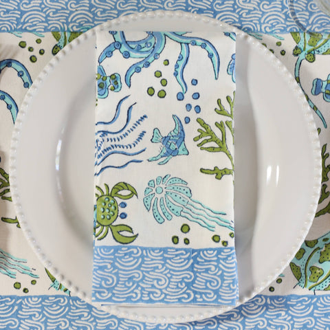 Sea Life Cotton Dinner Napkins - Set of 4