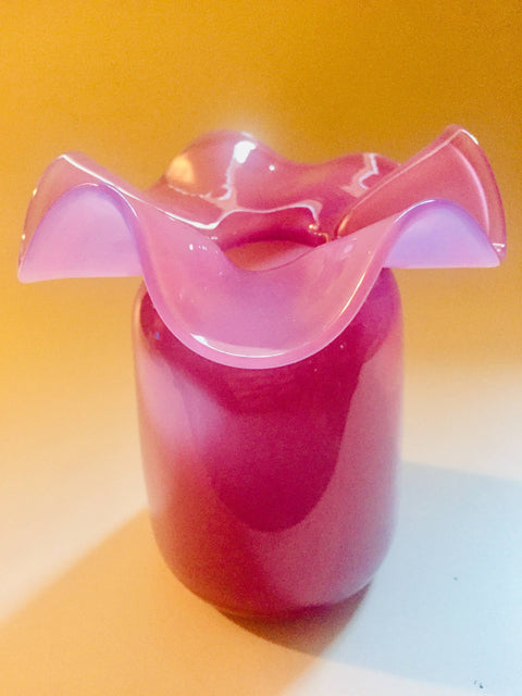 Opaline Ruffle Bud Vase