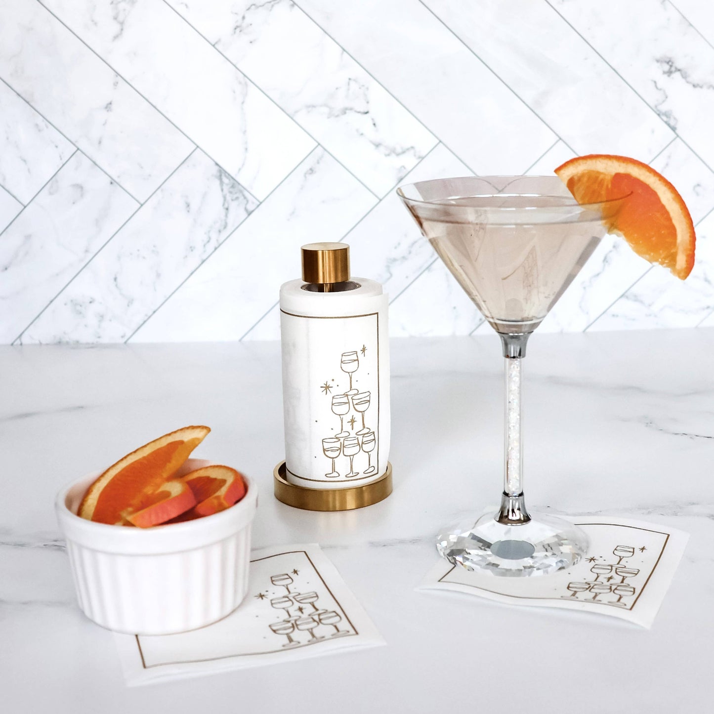 Golden Bubbles Cocktail Napkin Roll