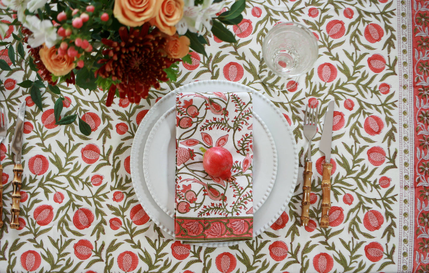 Pomegranate Cotton Tablecloth - Rectangular