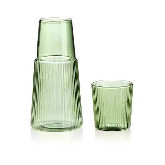 Narisco Pleated Glass Carafe - Green