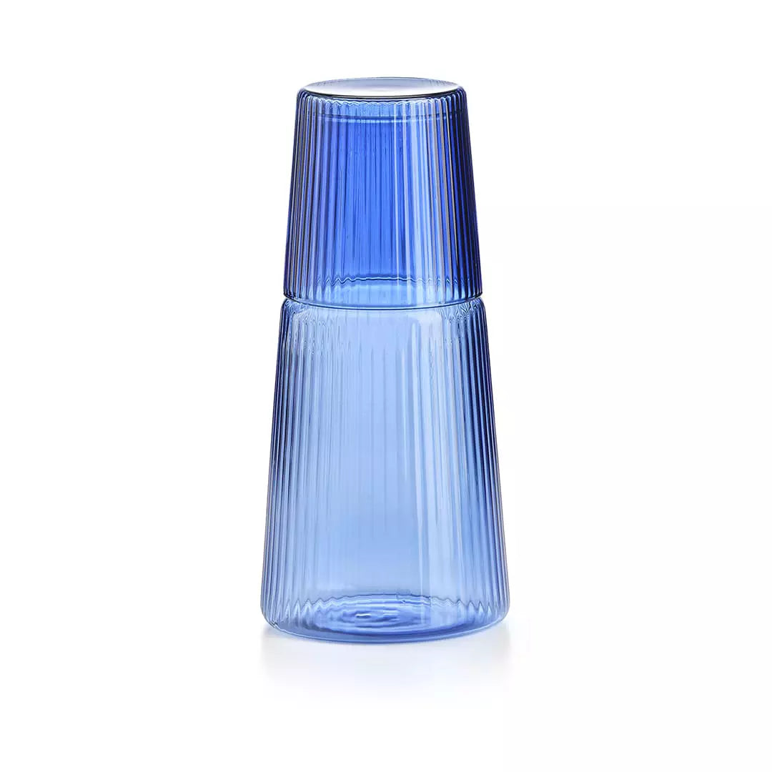 Narisco Pleated Glass Carafe - Blue