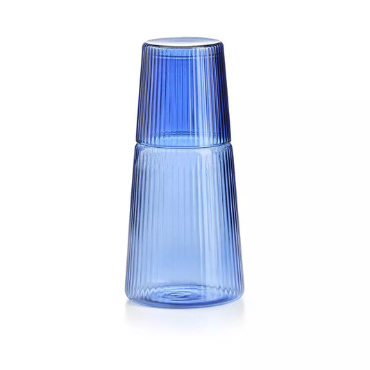 Narisco Pleated Glass Carafe - Blue