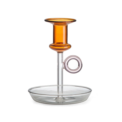 Le Bugie Glass Candle Holder - Amber Grey
