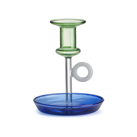 Le Bugie Glass Candle Holder - Green Blue