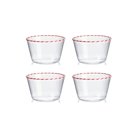 Sweet Candy Cane Bowls - Set of 4