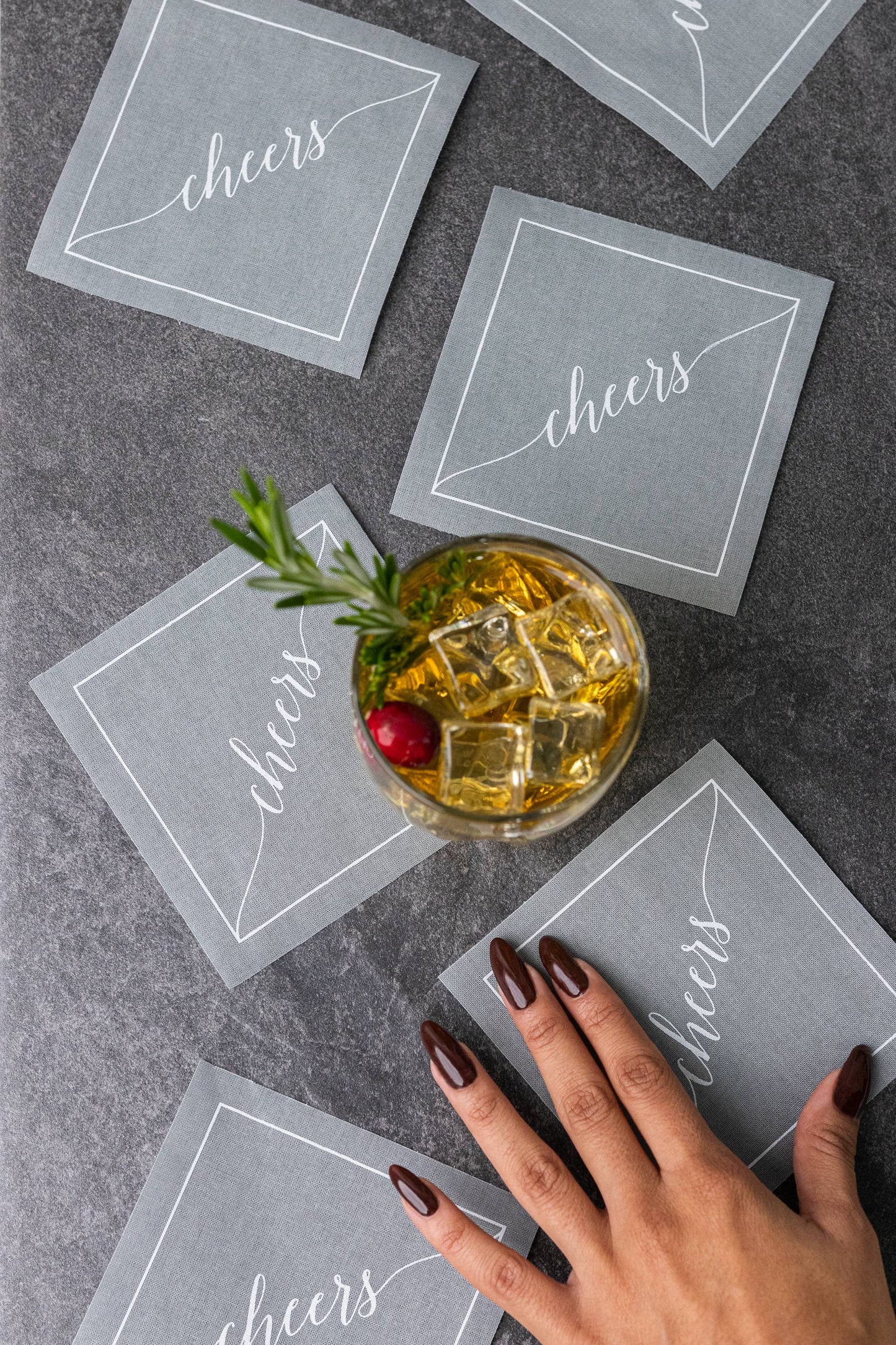Grey Silver Fox Cocktail Napkin Roll