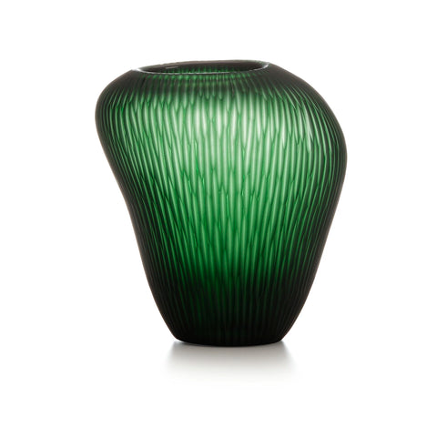 Carving Italian Frosted Green Vase