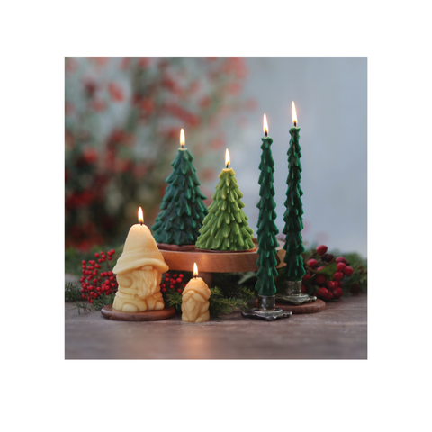 Sculpted Evergreen Tree Candles - Set of 2