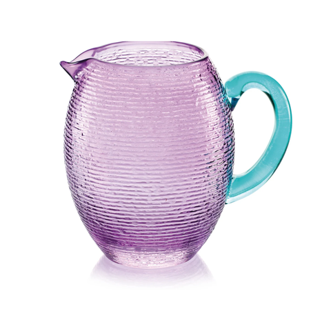 Luca Multicolor Water Pitcher - Amethyst with Turquoise Handle