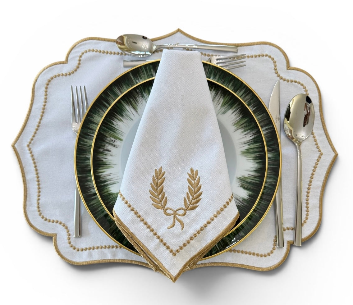 Luna White Gold Dinner Napkins - Set of Two