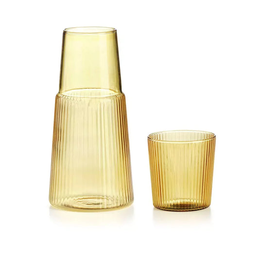 Narciso Pleated Glass Carafe - Yellow