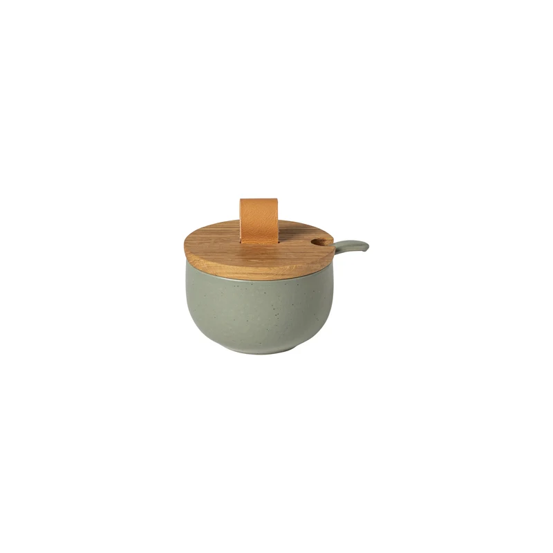 Pacifica Sugar Bowl with Spoon and Wood Lid
