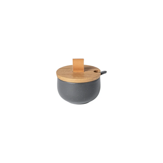 Pacifica Sugar Bowl with Spoon and Wood Lid