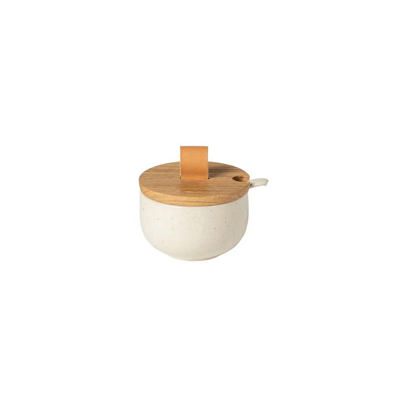 Pacifica Sugar Bowl with Spoon and Wood Lid
