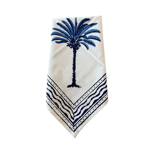 Blue Palm Tree Dinner Napkin - Set of 4
