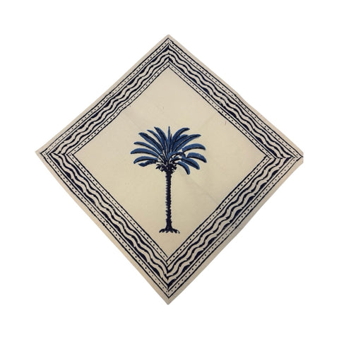 Blue Palm Tree Dinner Napkin - Set of 4