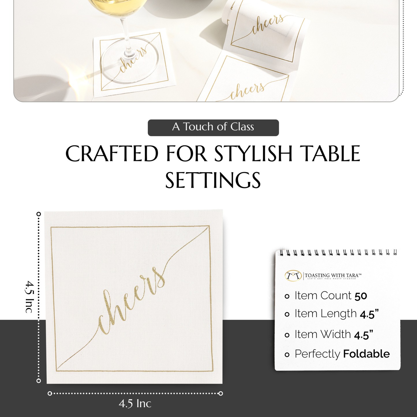 Gold Salute Cocktail Napkin Roll