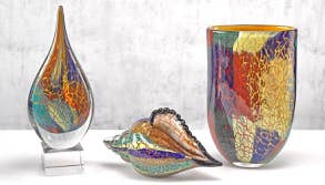 Murano Style Artistic Glass Large 13" Conch Shell