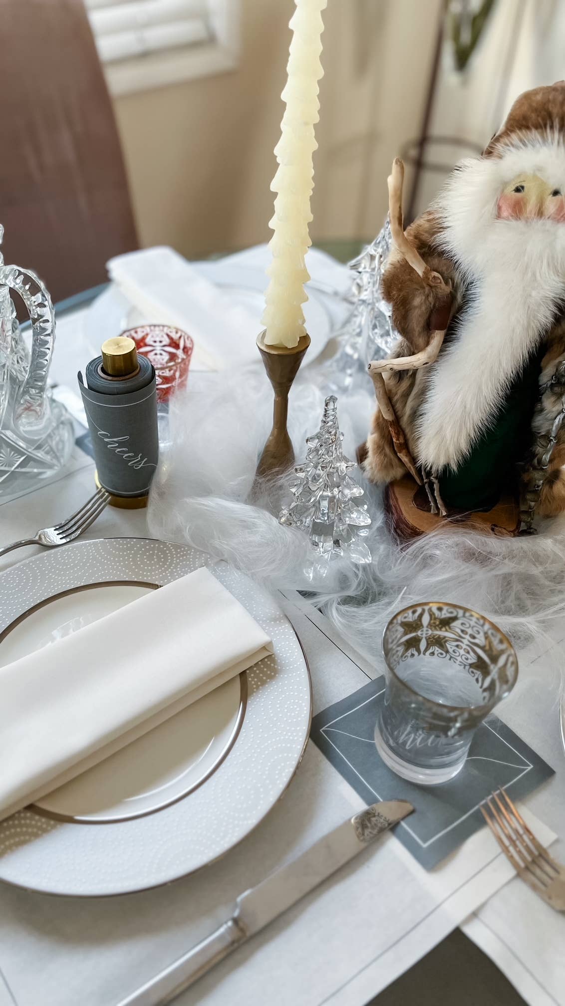 Grey Silver Fox Cocktail Napkin Roll