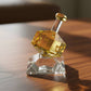 Hand Crafted Amber Crystal Dreidel On Stand H3"