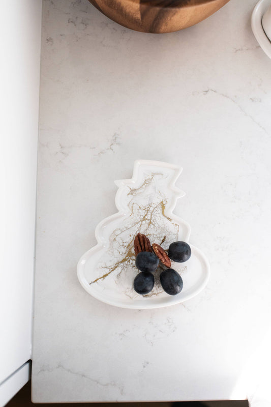 Ceramic Tray - Snowman Shaped