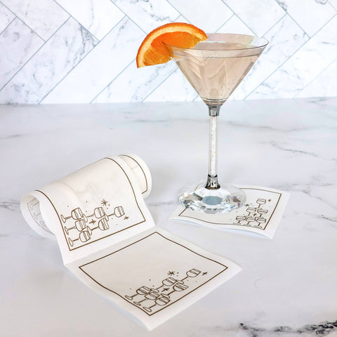 Golden Bubbles Cocktail Napkin Roll
